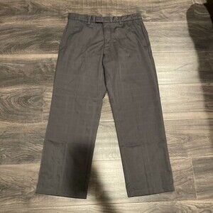 Ashworth Golf Pants Mens 34x30 Gray Plaid Pattern Polyester Flat Front Dress